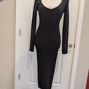 Sophisticated Black Long Sleeve Knit Dress